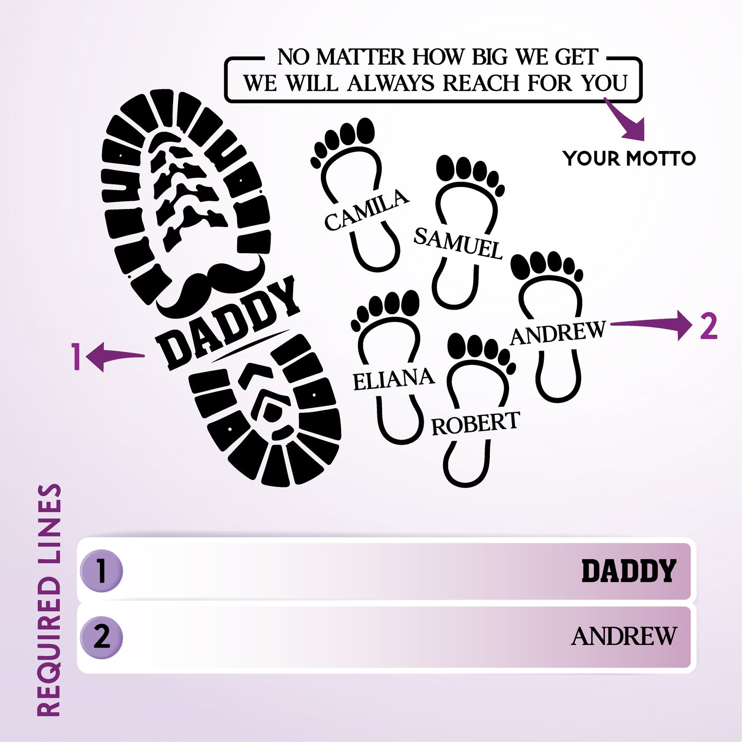 Custom Cutting Board Gift for Dad – Footprints or Moustache Design