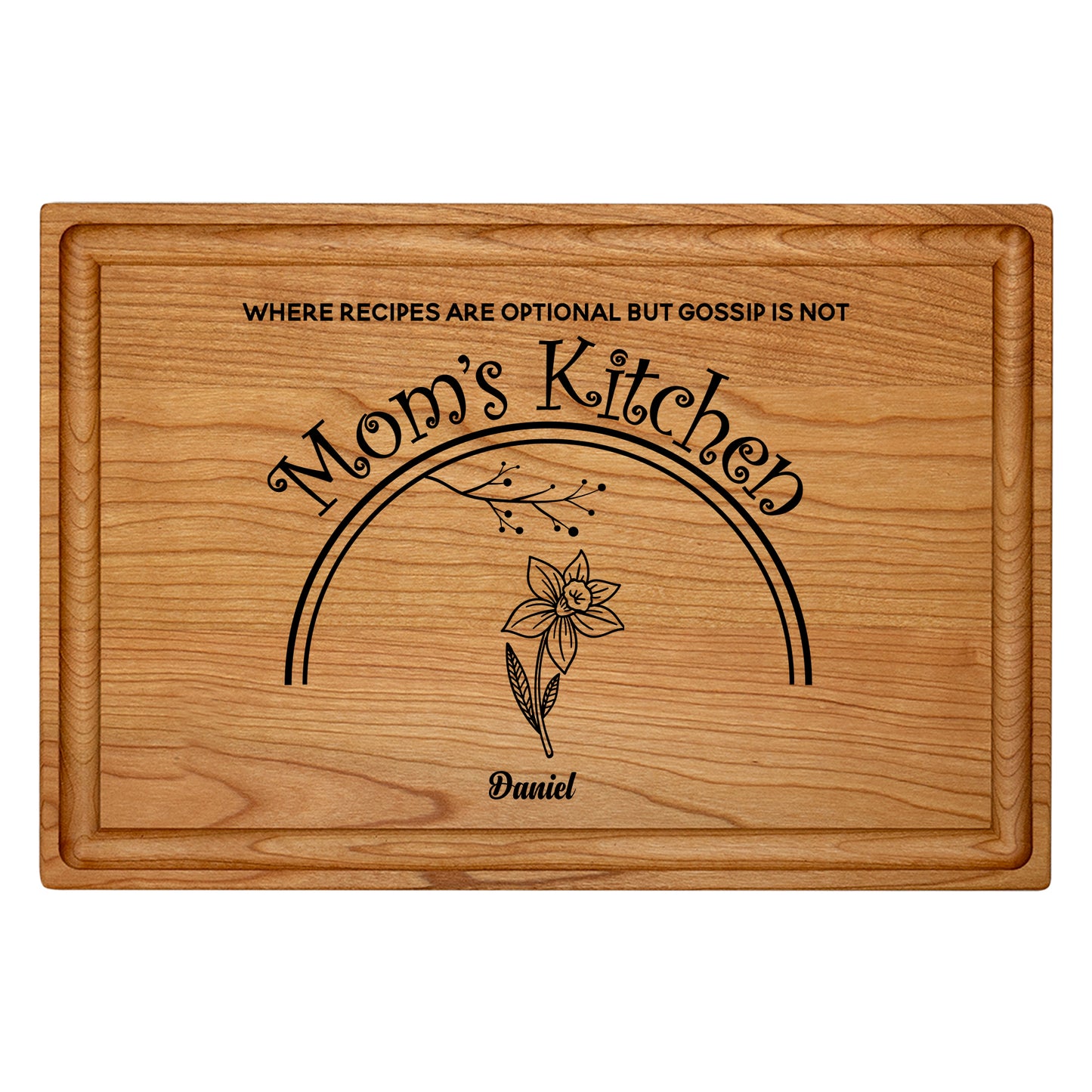 Personalized Birth Flower Cutting Board – Custom Gift for Mom or Grandma