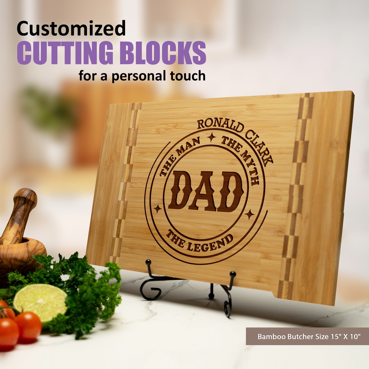 Personalized Dad Cutting Board - The Man, The Myth, The Legend - Tayfus