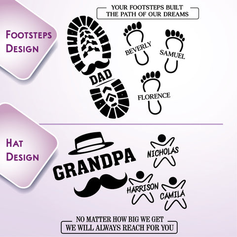 Tayfus - Custom Cutting Board Gift for Dad – Footprints or Moustache Design