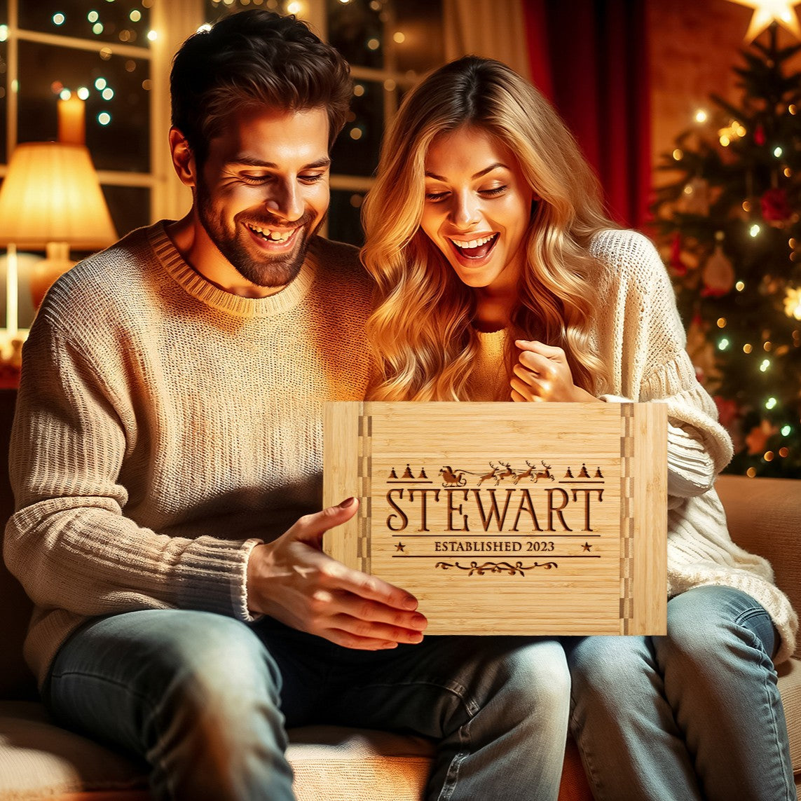 Tayfus Holiday Cutting Board - Christmas Sleigh Design
