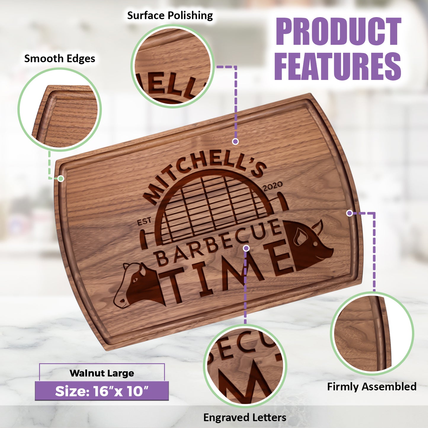Tayfus Hand-Printed Barbecue Cutting Boards - Perfect for BBQ Lovers