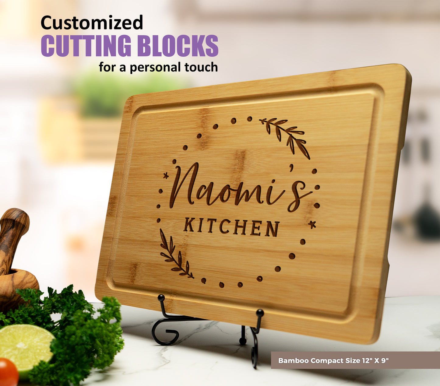 Tayfus Elegant Floral Wreath Cutting Board Design - Timeless Kitchen Accent