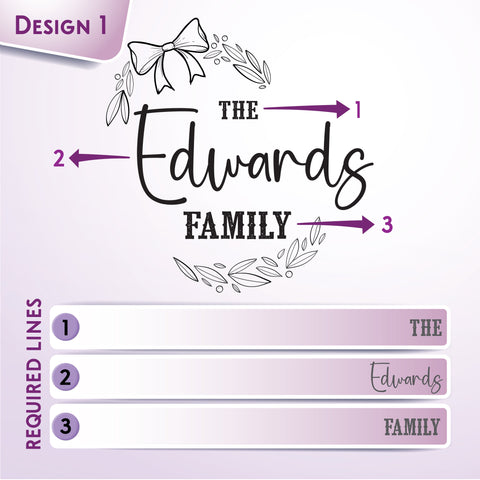 Tayfus - Custom Family Cutting Board with Ribbon and Leaf Design