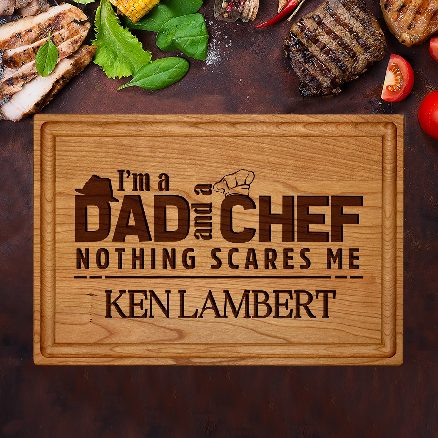 Personalized BBQ Chef Cutting Board - Bold and Fun Design - Father's Day gifts - Tayfus