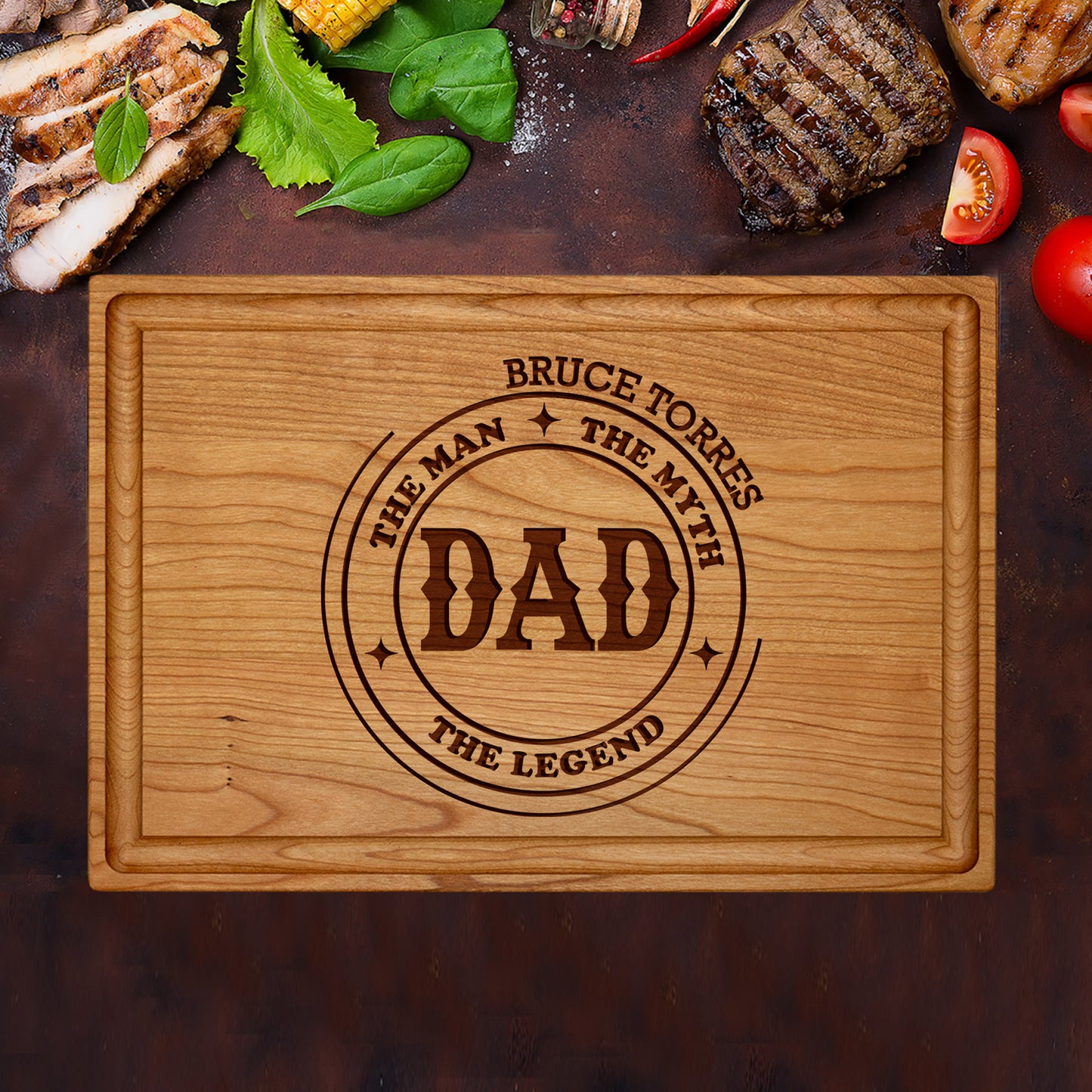 Personalized Dad Cutting Board - The Man, The Myth, The Legend - Tayfus
