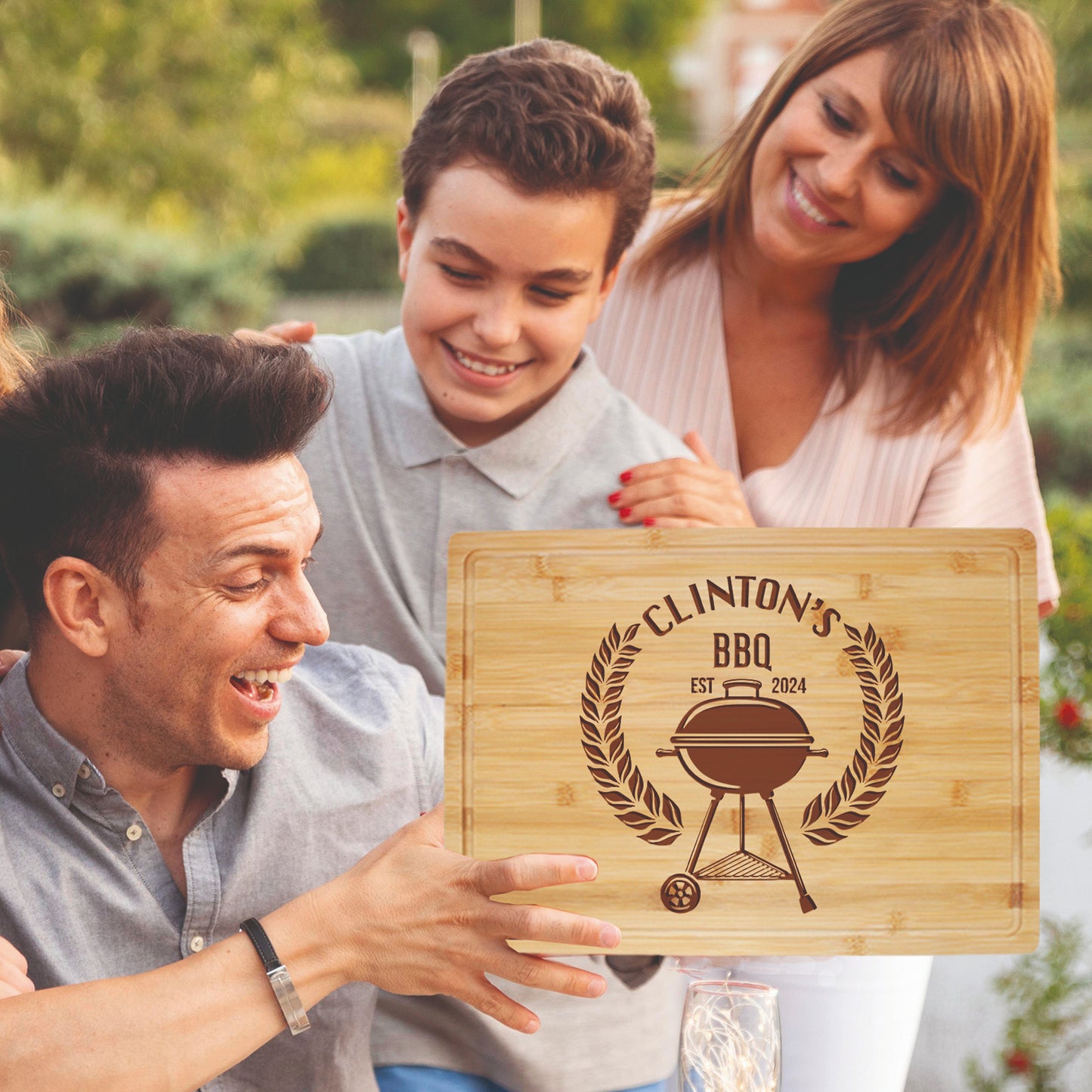 Tayfus Personalized BBQ Cutting Board with Classic Grill Design