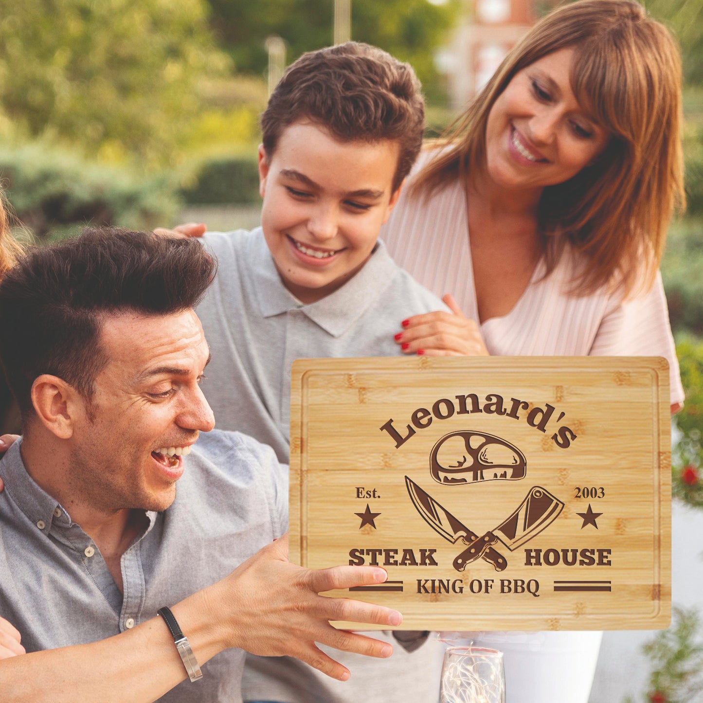 Tayfus Custom Steakhouse Cutting Board with BBQ Design
