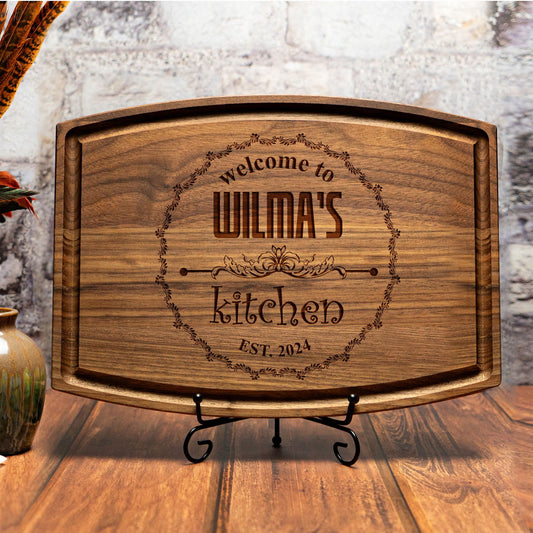 Tayfus Personalized Kitchen Cutting Board with Vintage Welcome Design