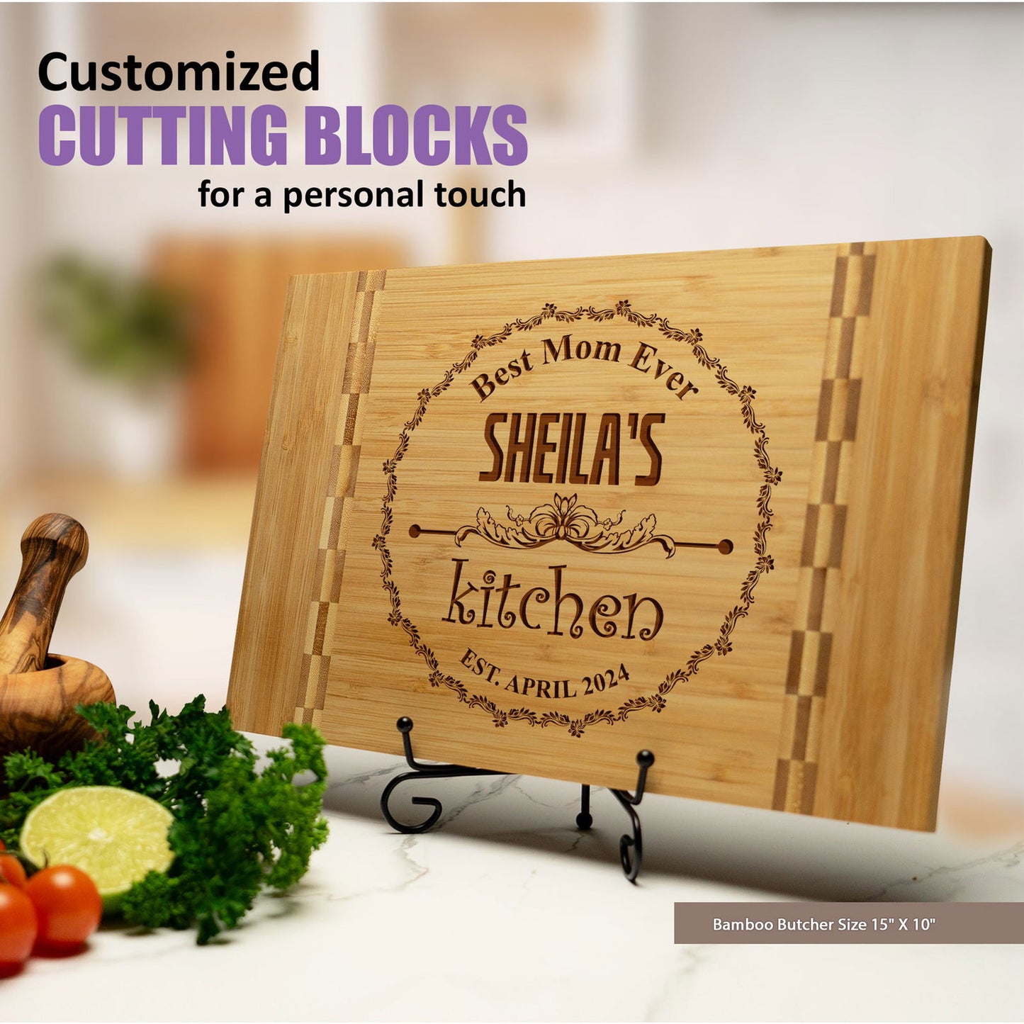 Tayfus Personalized Kitchen Cutting Board with Vintage Welcome Design