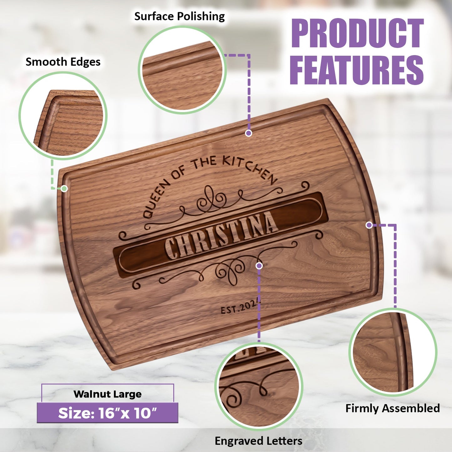 Tayfus Custom "Best Grandma Ever" Cutting Board – Elegant Design