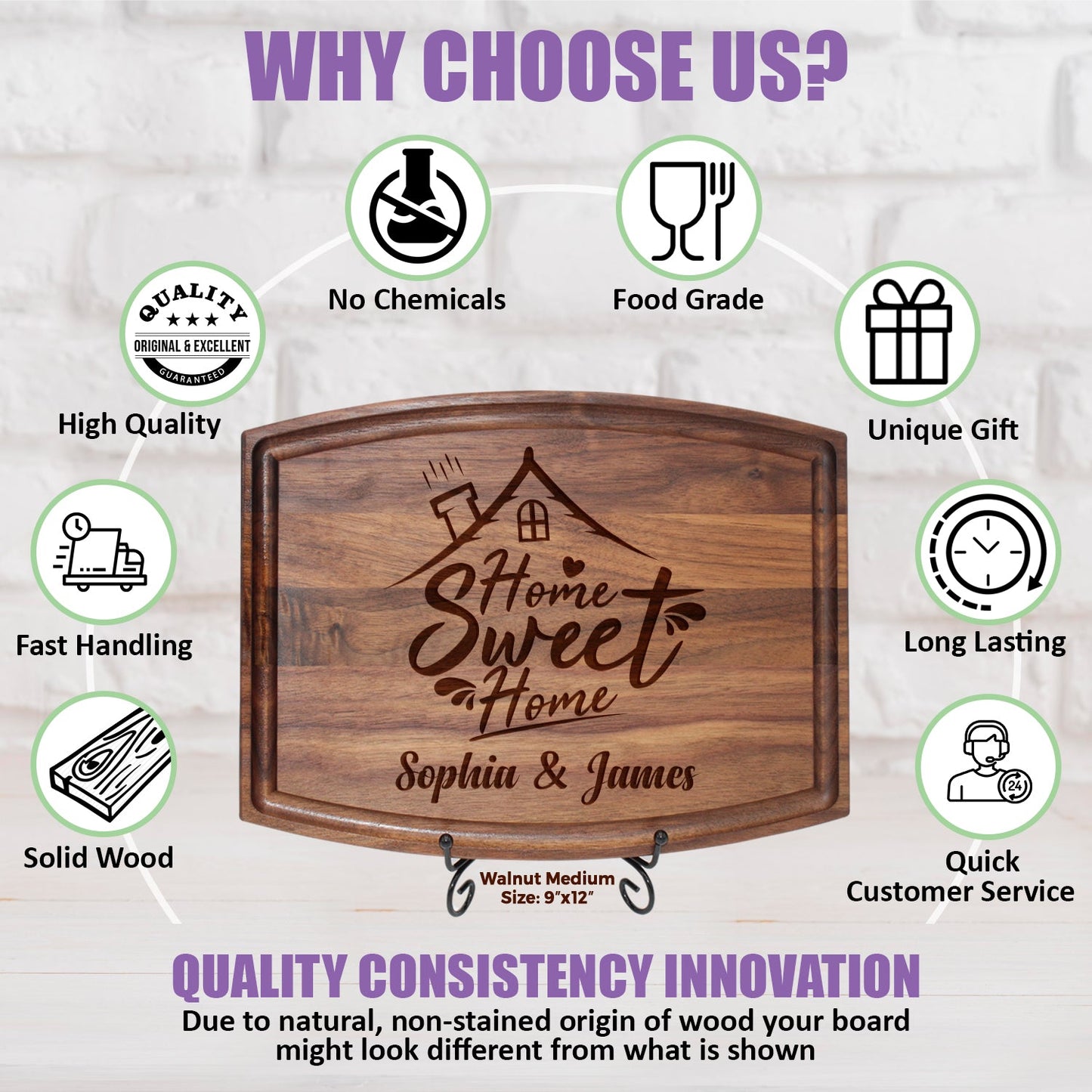 Custom Cutting Board with Home Sweet Home Design - Tayfus