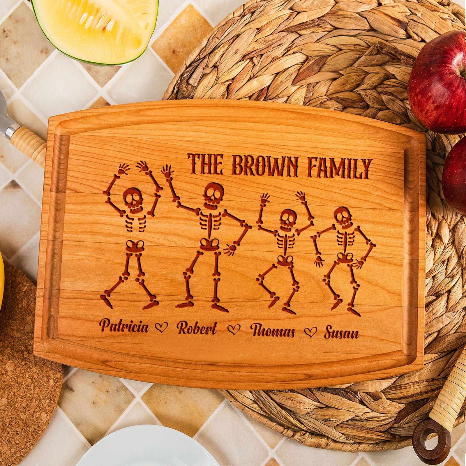 Dancing Skeleton Family Personalized Cutting Board - Tayfus