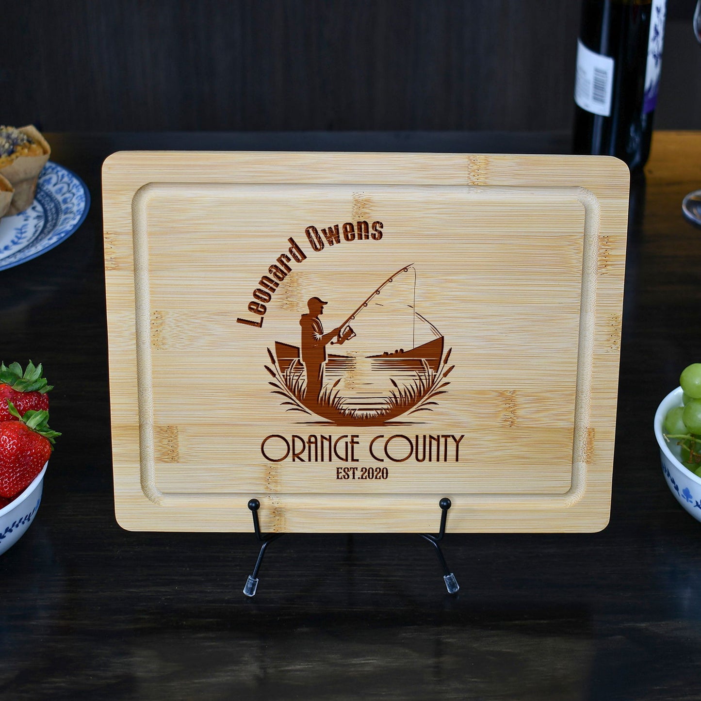 Reel In Style: Personalized Fishing Cutting Board with Name and Location - Tayfus