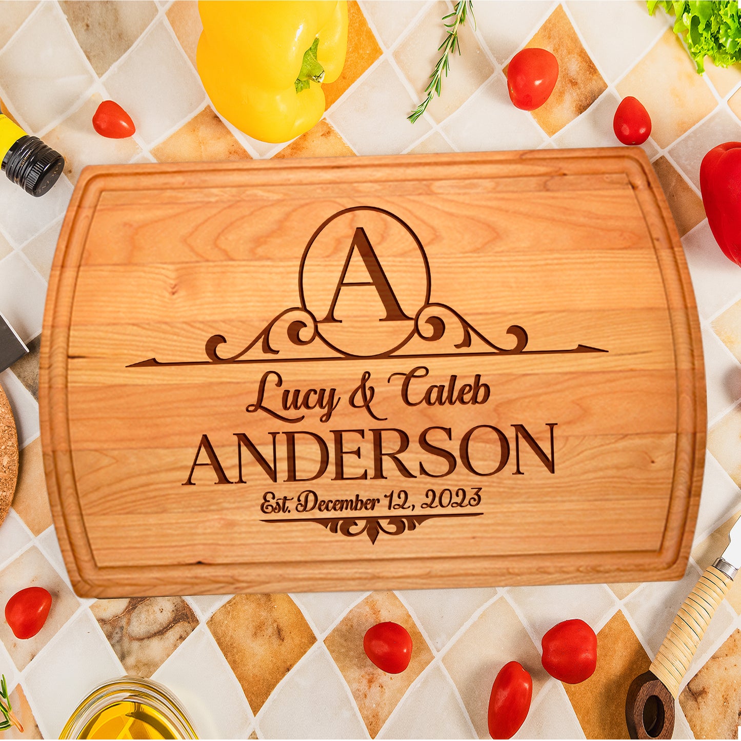 Tayfus Personalized Holiday Cutting Board by TAYFUS - Christmas Gift