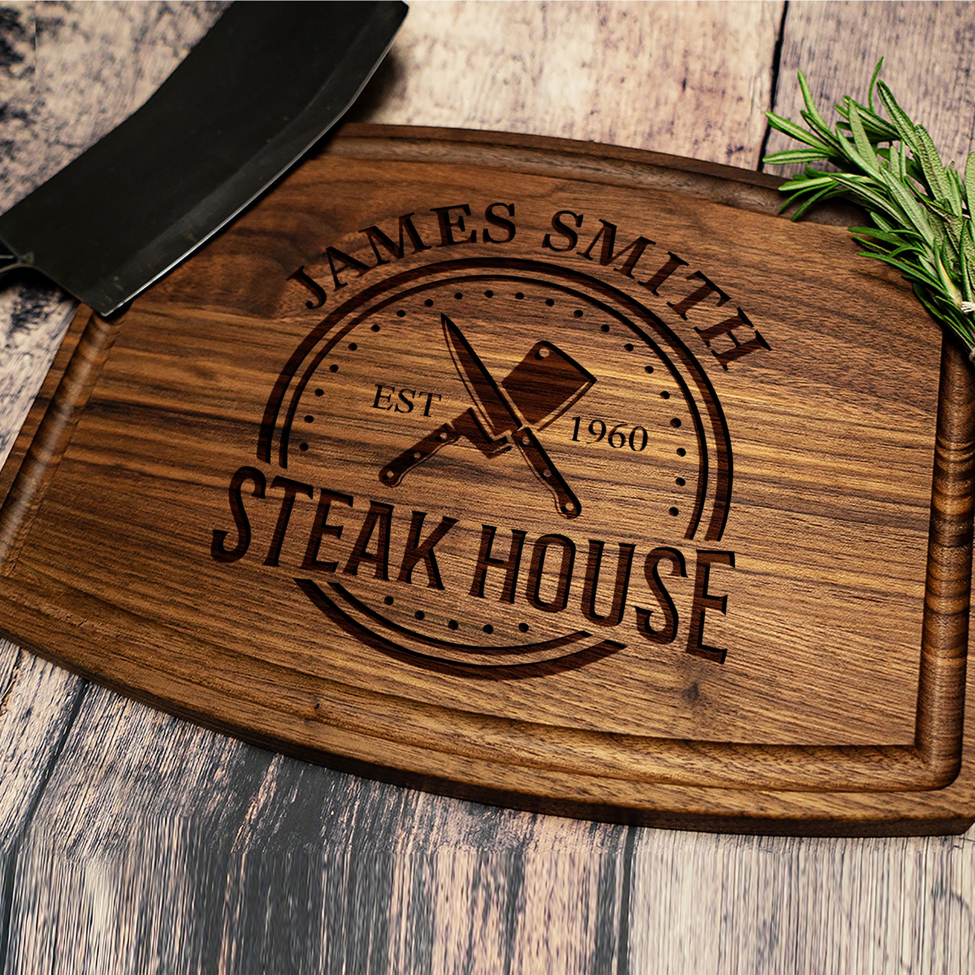 Tayfus Rustic Steakhouse Cutting Board with Custom Engraving