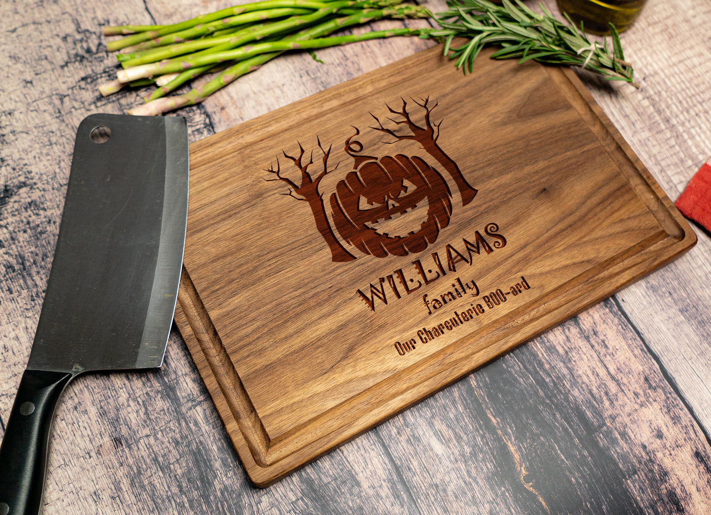 Custom Halloween Cutting Board - Engraved Wood Gift