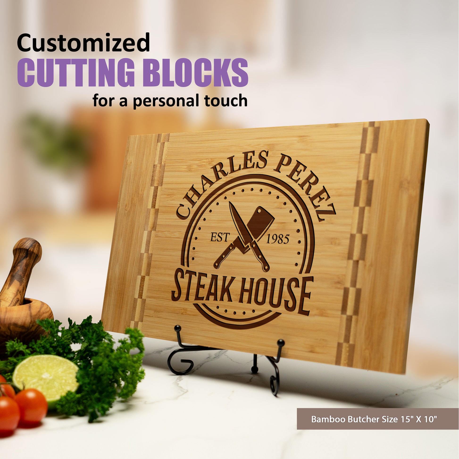 Tayfus Rustic Steakhouse Cutting Board with Custom Engraving