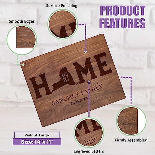 Tayfus Custom State Map Engraved Cutting Board - Personalized Kitchen Gift