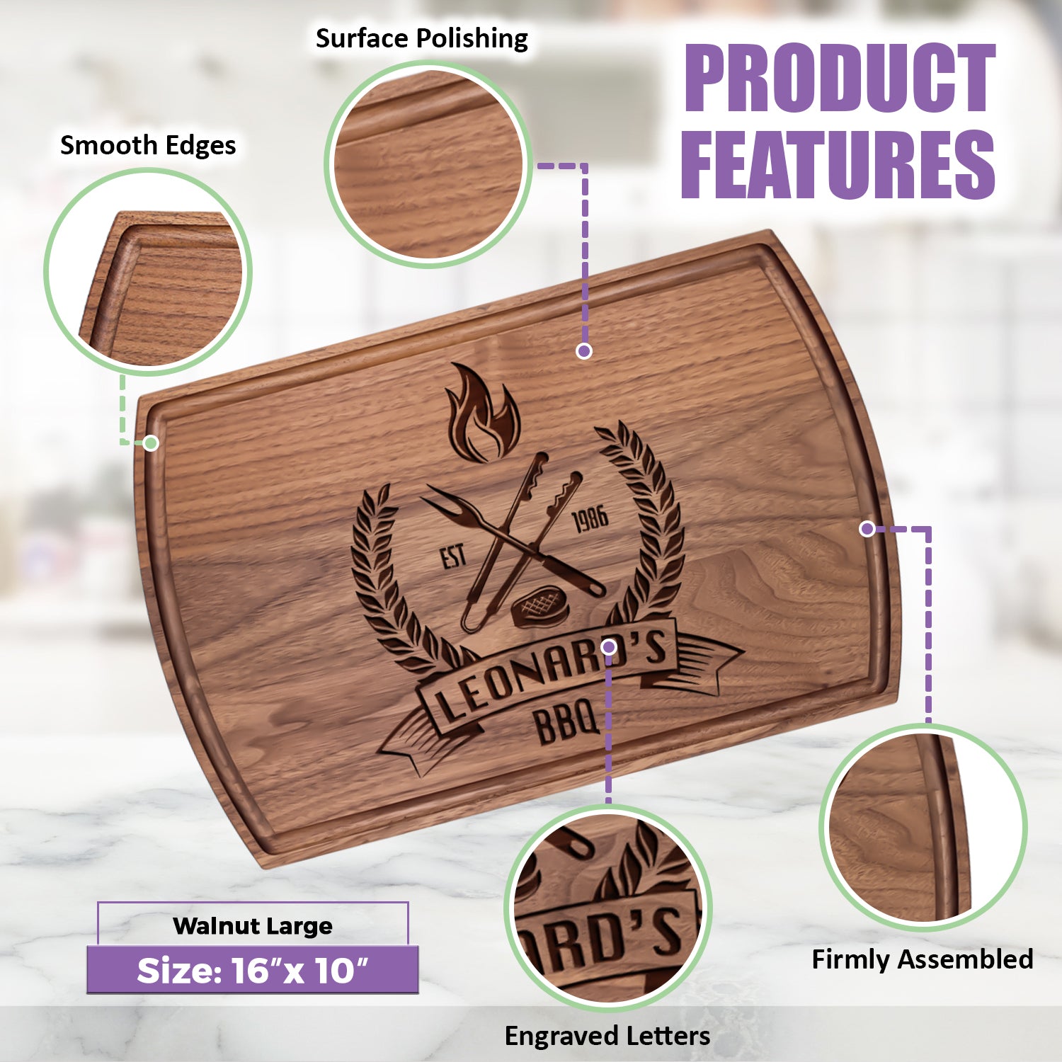 Tayfus TAYFUS Wooden Cutting Board - Personalized for Any Occasion