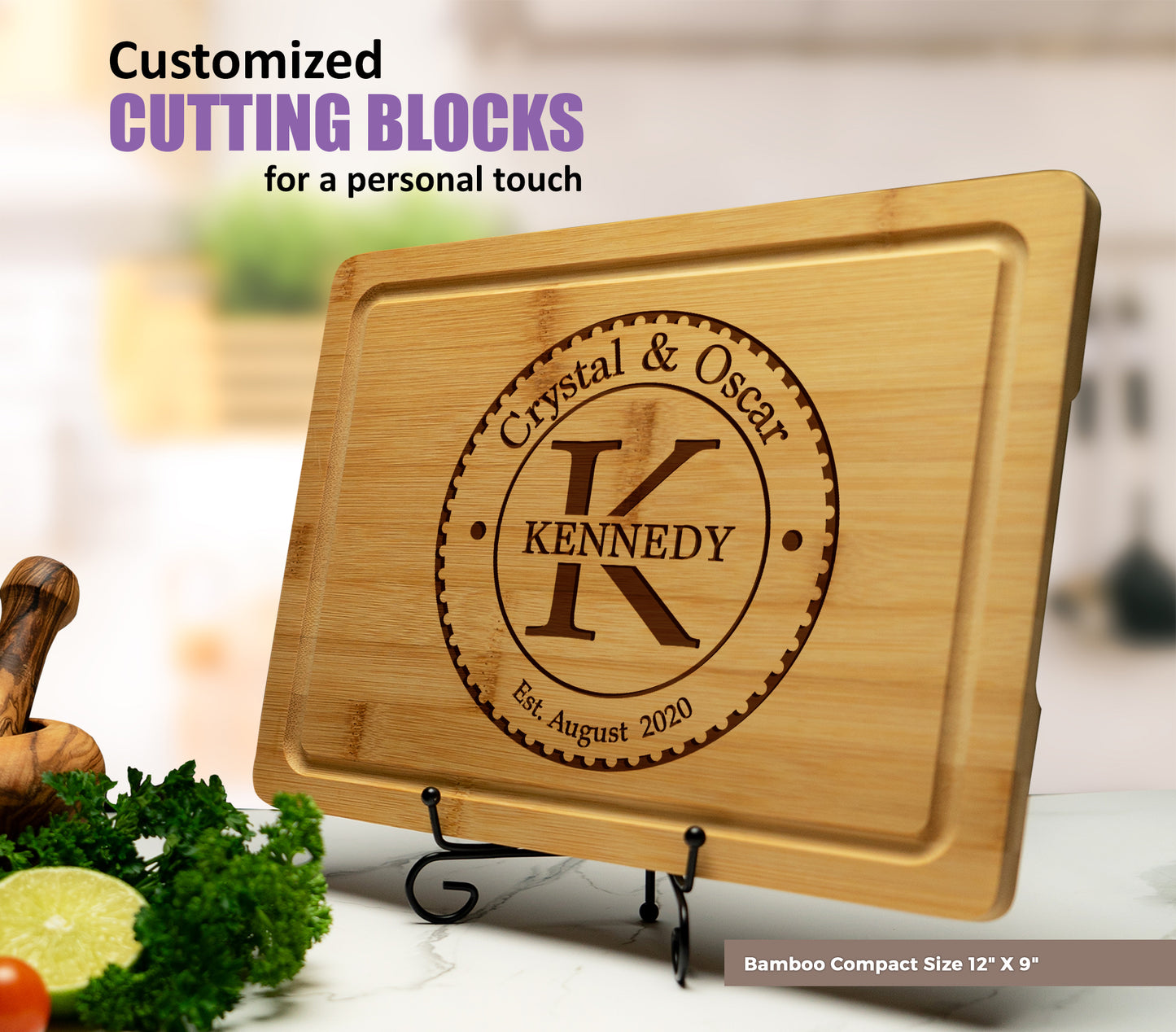 Tayfus Monogrammed Circular Cutting Board Design - Perfect Personalized Gift