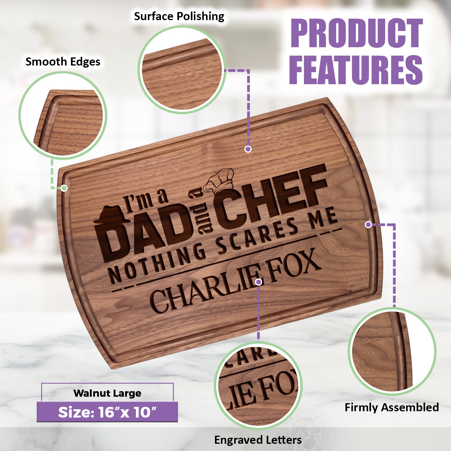 Tayfus Personalized BBQ Chef Cutting Board - Bold and Fun Design