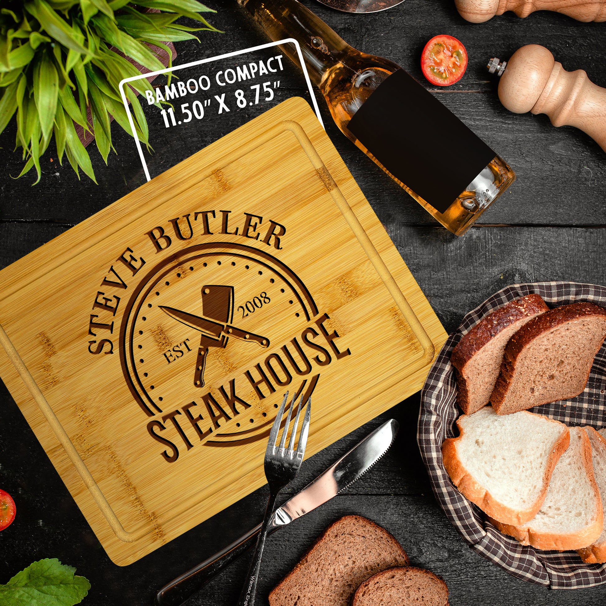 Tayfus Rustic Steakhouse Cutting Board with Custom Engraving