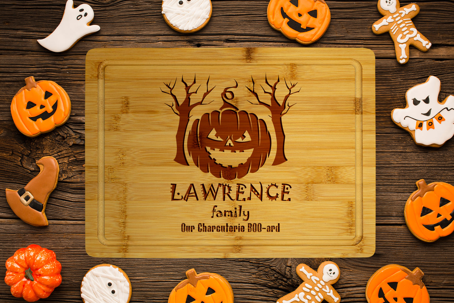 Custom Halloween Cutting Board - Engraved Wood Gift