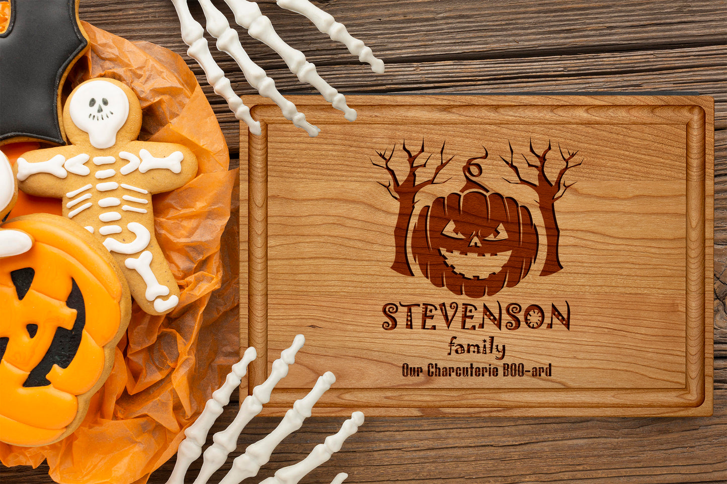 Custom Halloween Cutting Board - Engraved Wood Gift