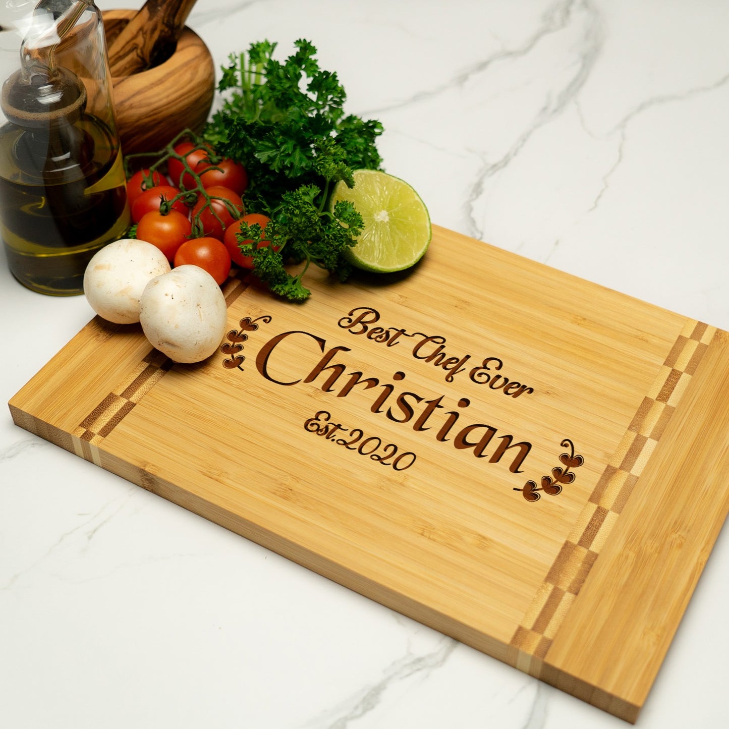 Tayfus Personalized Kitchen Cutting Board - Elegant Flourish Design