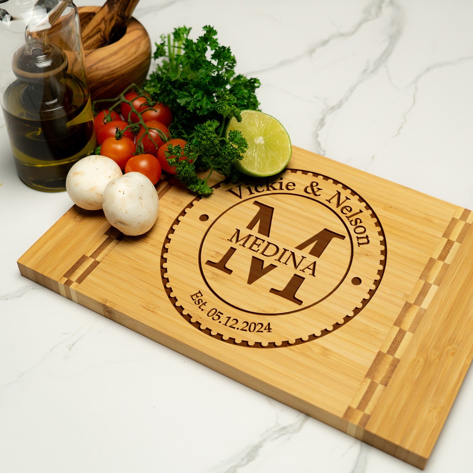 Tayfus Monogrammed Circular Cutting Board Design - Perfect Personalized Gift