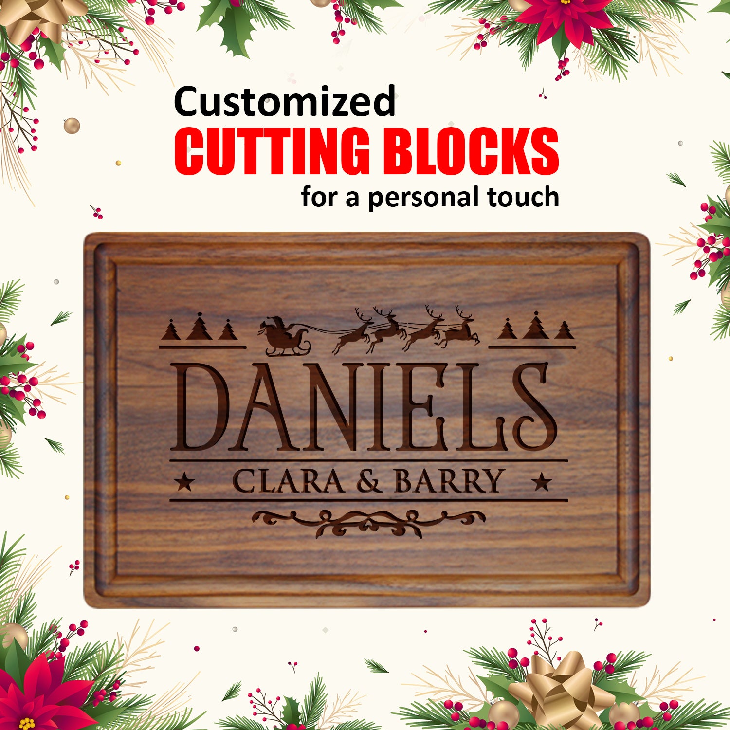 Tayfus Personalized Christmas Cutting Board - TAYFUS Unique Gift Idea