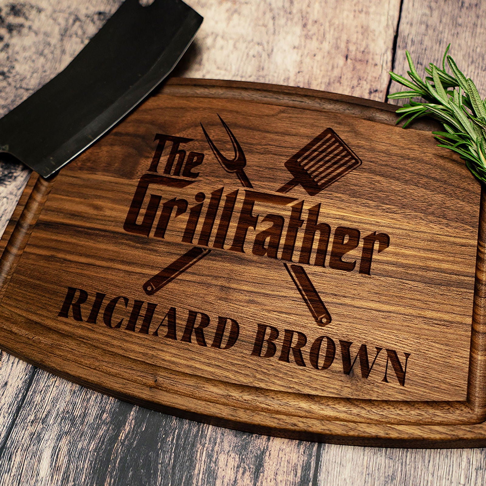 Custom BBQ Cutting Board with The GrillFather Design - Tayfus