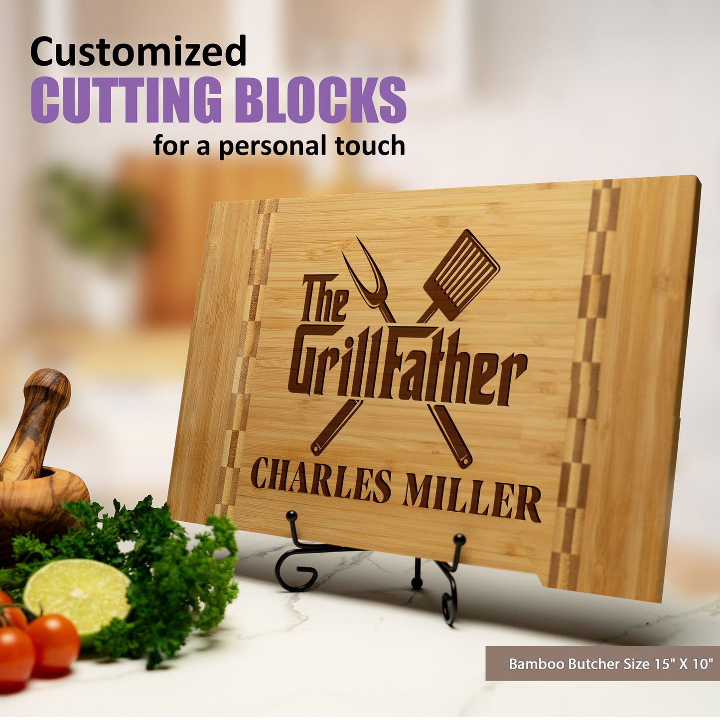 Custom BBQ Cutting Board with The GrillFather Design - Tayfus