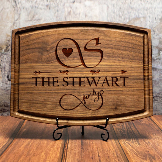Personalized Cutting Board with Monogram Arrow and Heart Design - Tayfus
