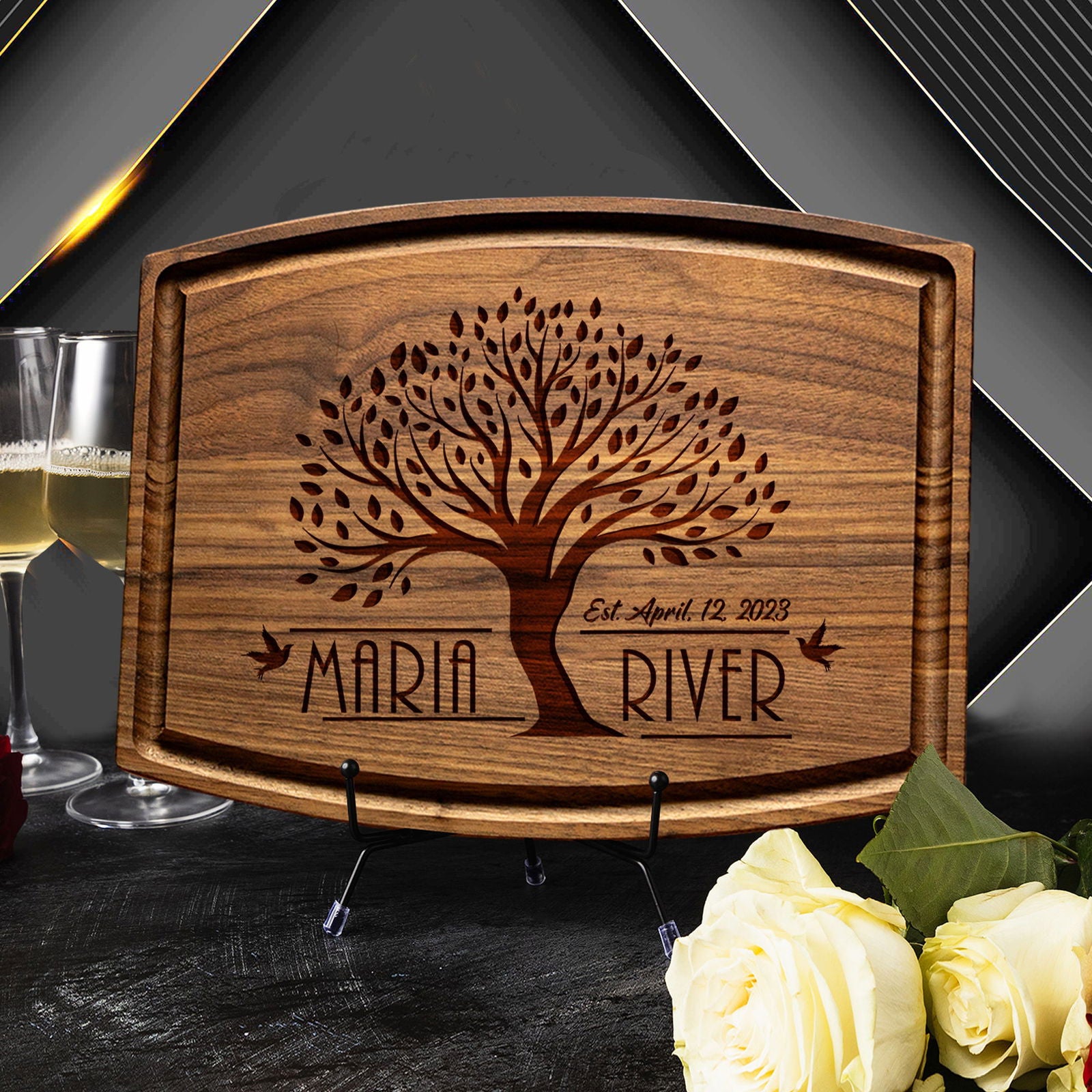 Personalized Tree-Themed Cutting Board - Elegant Custom Design - Tayfus