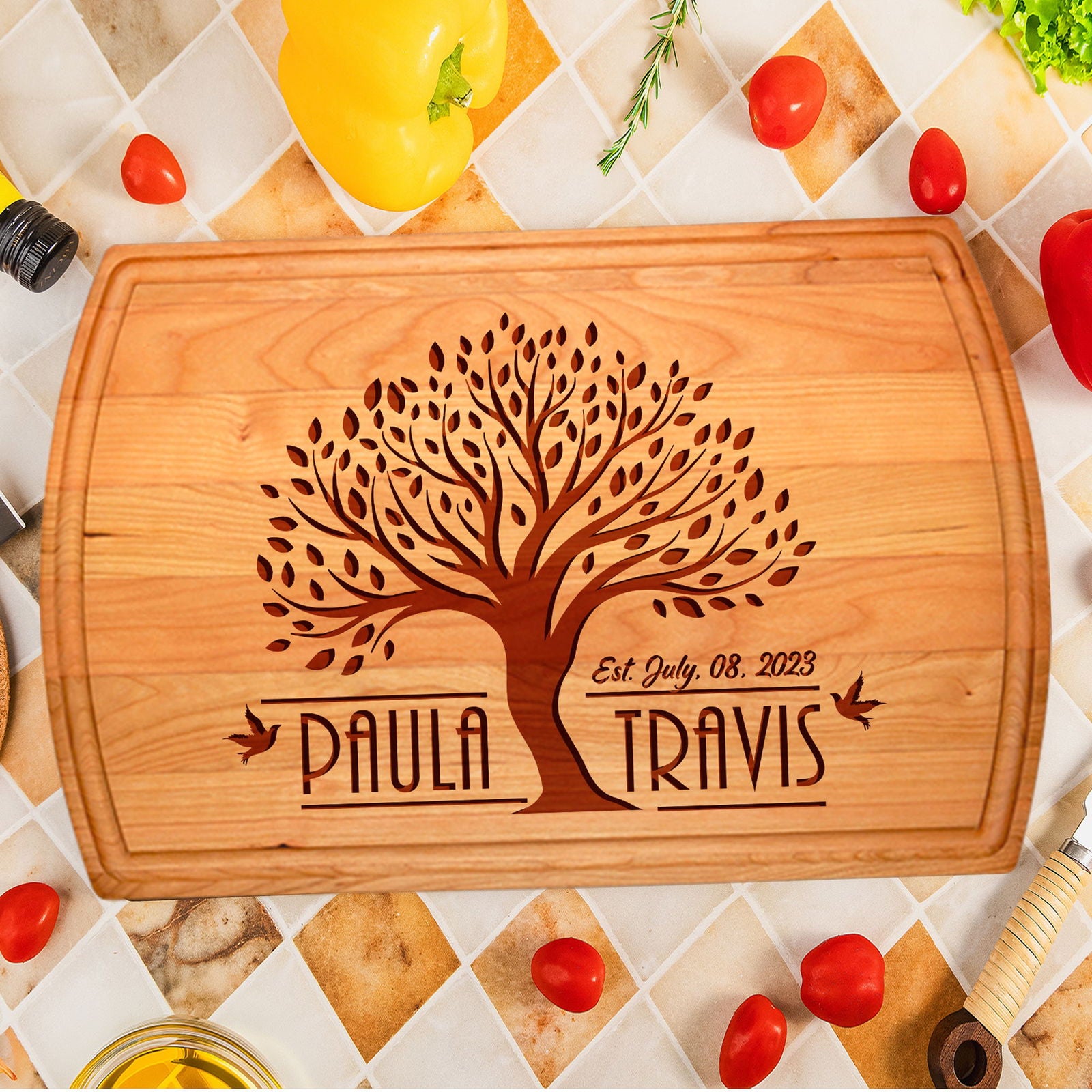Personalized Tree-Themed Cutting Board - Elegant Custom Design - Tayfus