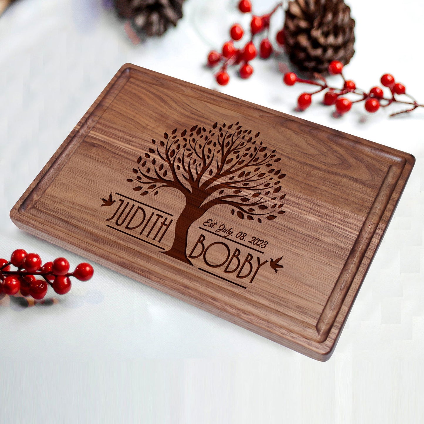 Personalized Tree-Themed Cutting Board - Elegant Custom Design - Tayfus