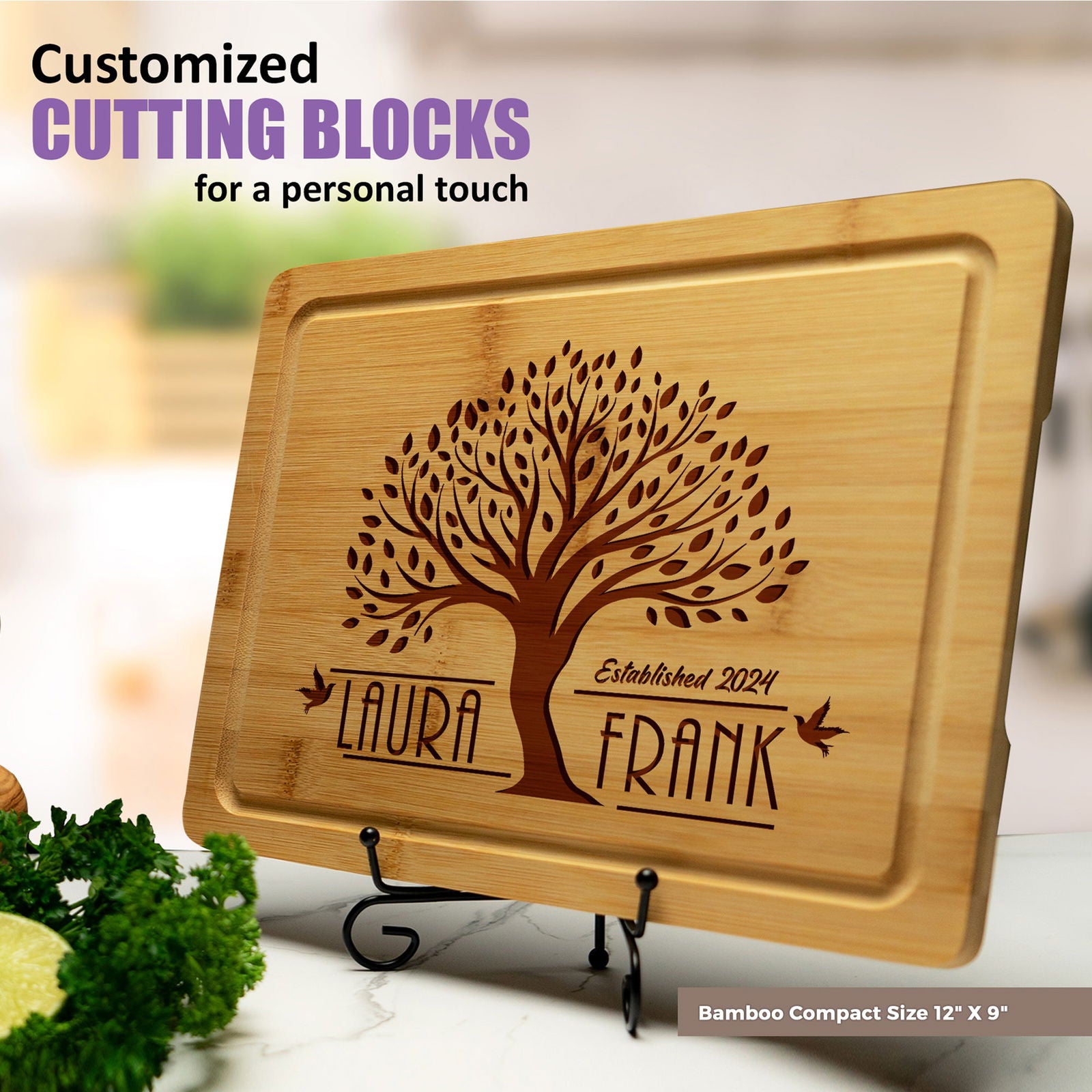 Personalized Tree-Themed Cutting Board - Elegant Custom Design - Tayfus
