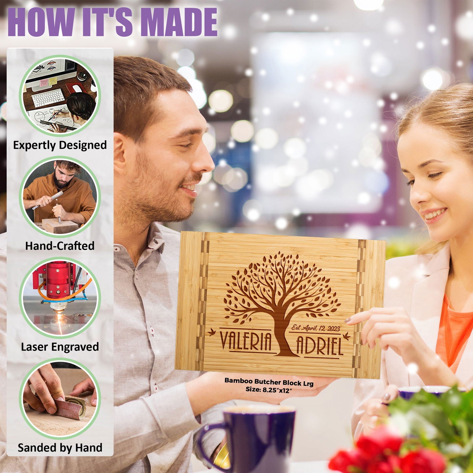 Personalized Tree-Themed Cutting Board - Elegant Custom Design - Tayfus