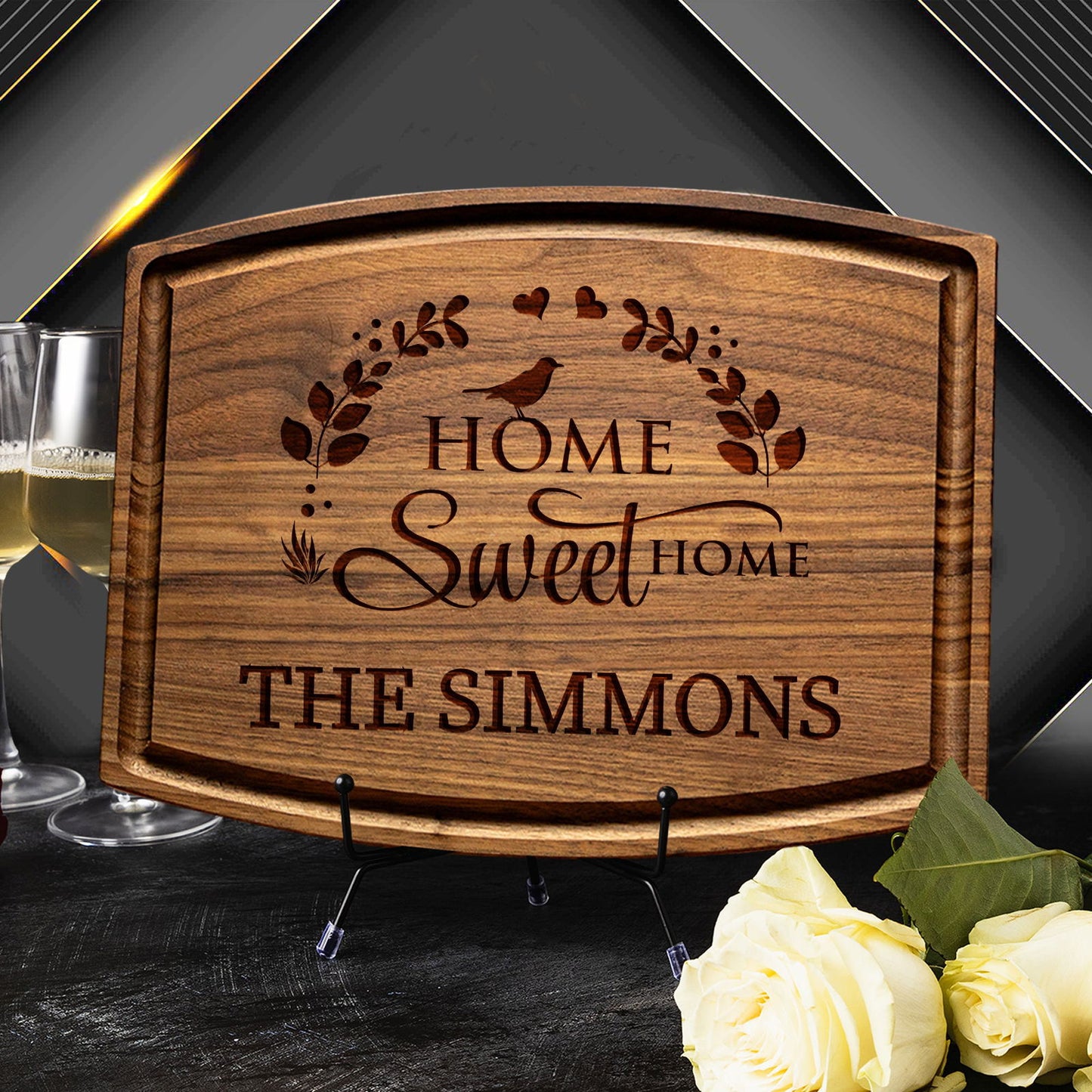 Home Sweet Home Personalized Cutting Board - Custom Family Name - Tayfus