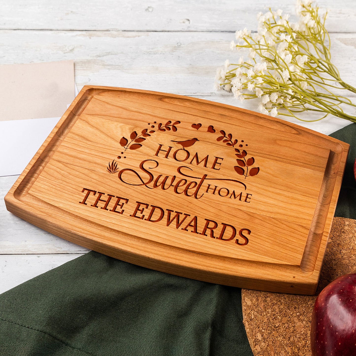Home Sweet Home Personalized Cutting Board - Custom Family Name - Tayfus