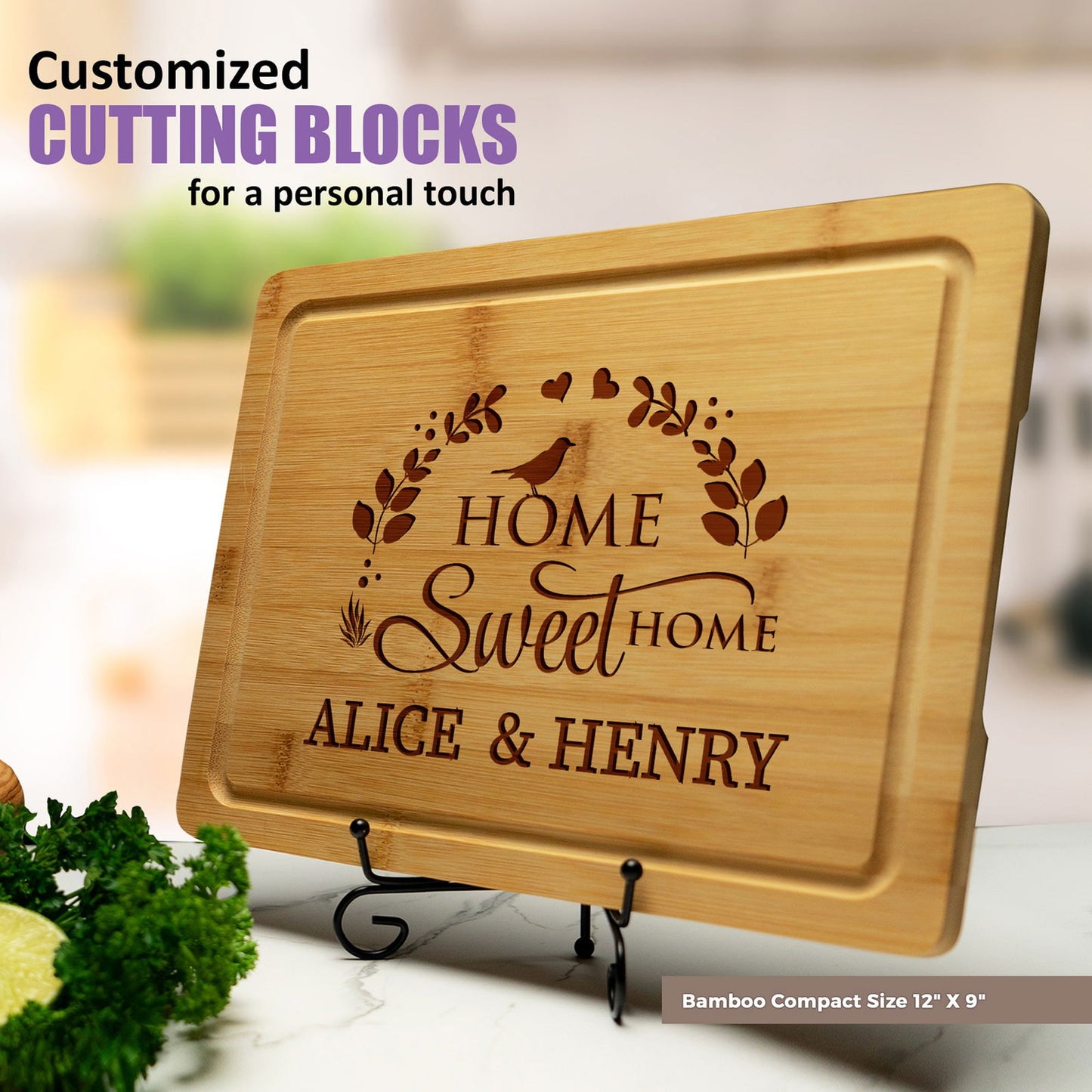 Home Sweet Home Personalized Cutting Board - Custom Family Name - Tayfus