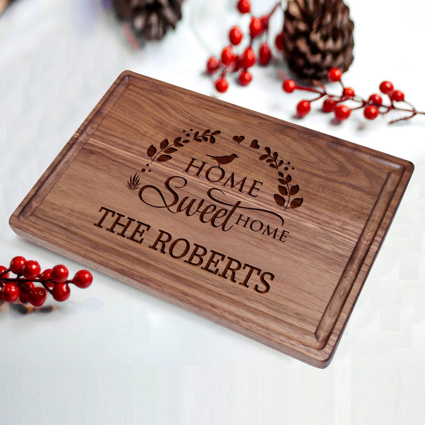 Home Sweet Home Personalized Cutting Board - Custom Family Name - Tayfus