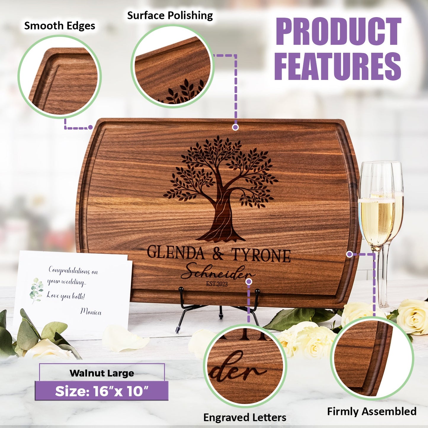 Tayfus Elegant Tree Design Cutting Board – Timeless Family Keepsake