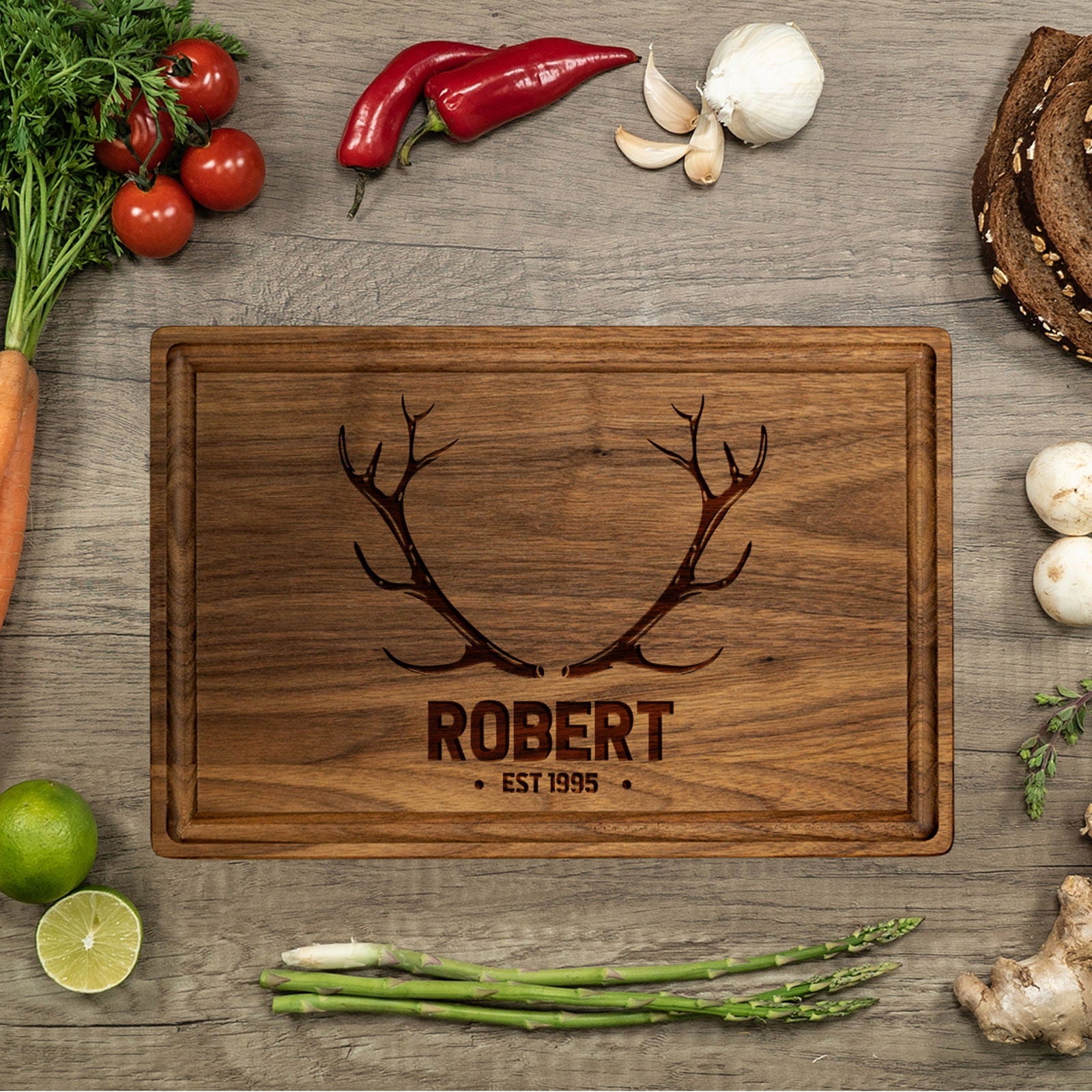 Personalized Cutting Board with Antler Design - Tayfus