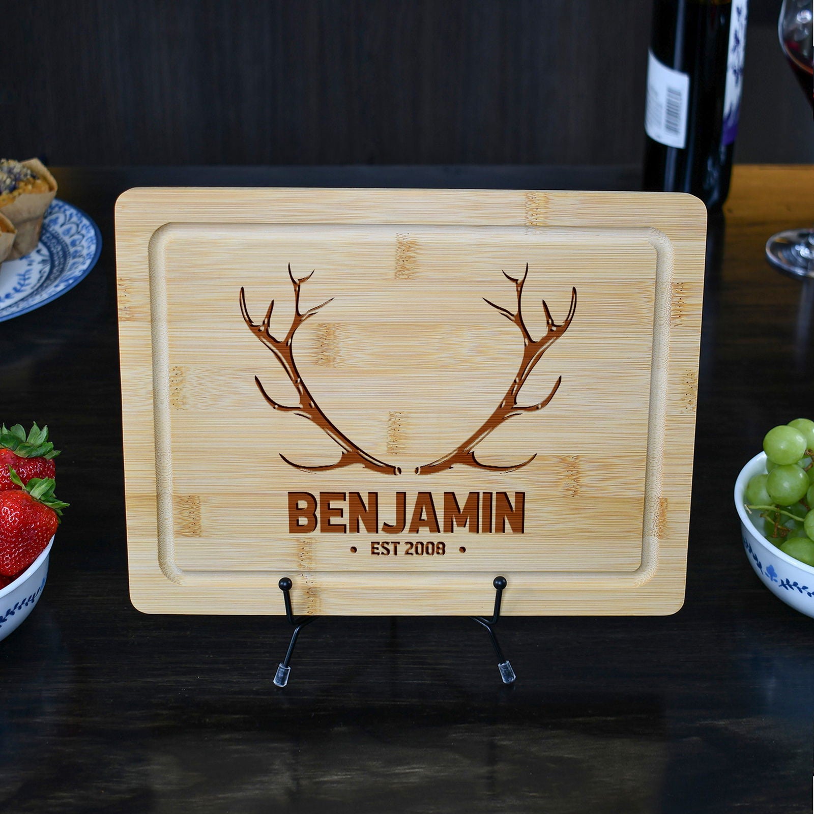 Personalized Cutting Board with Antler Design - Tayfus