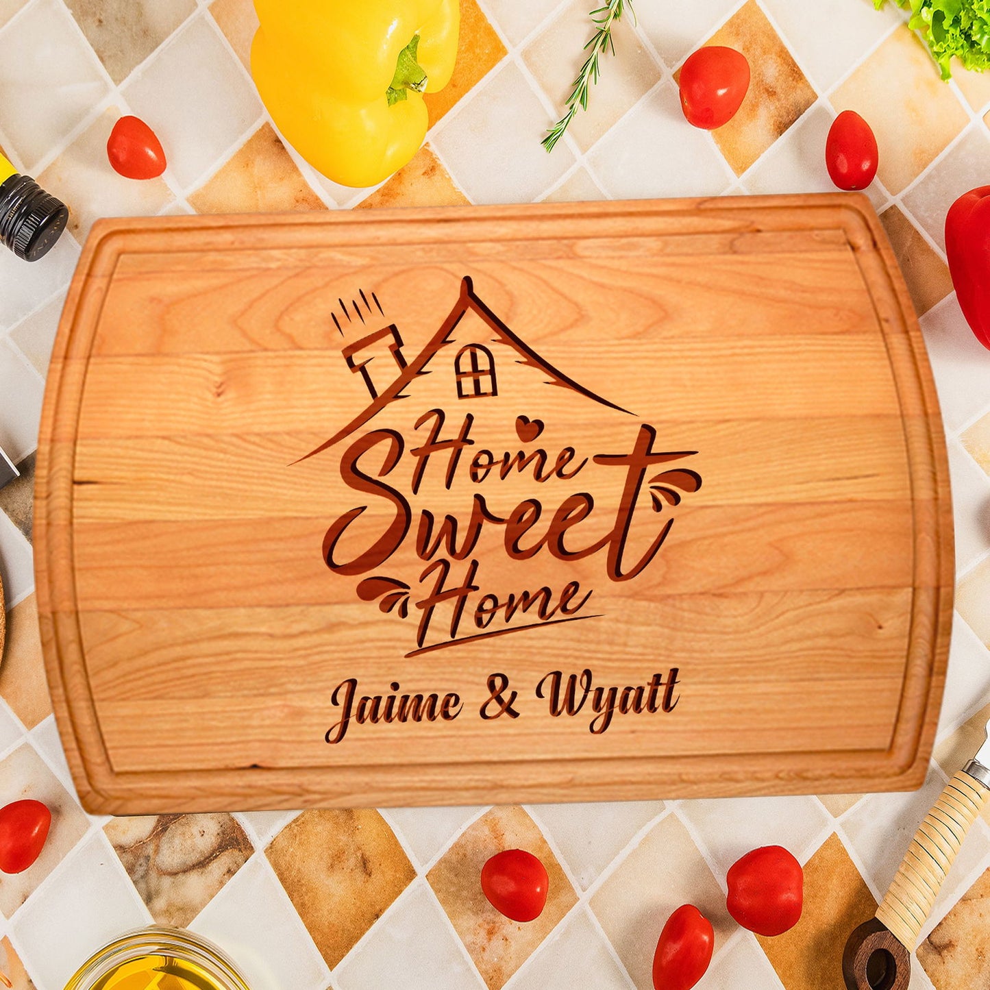 Custom Cutting Board with Home Sweet Home Design - Tayfus