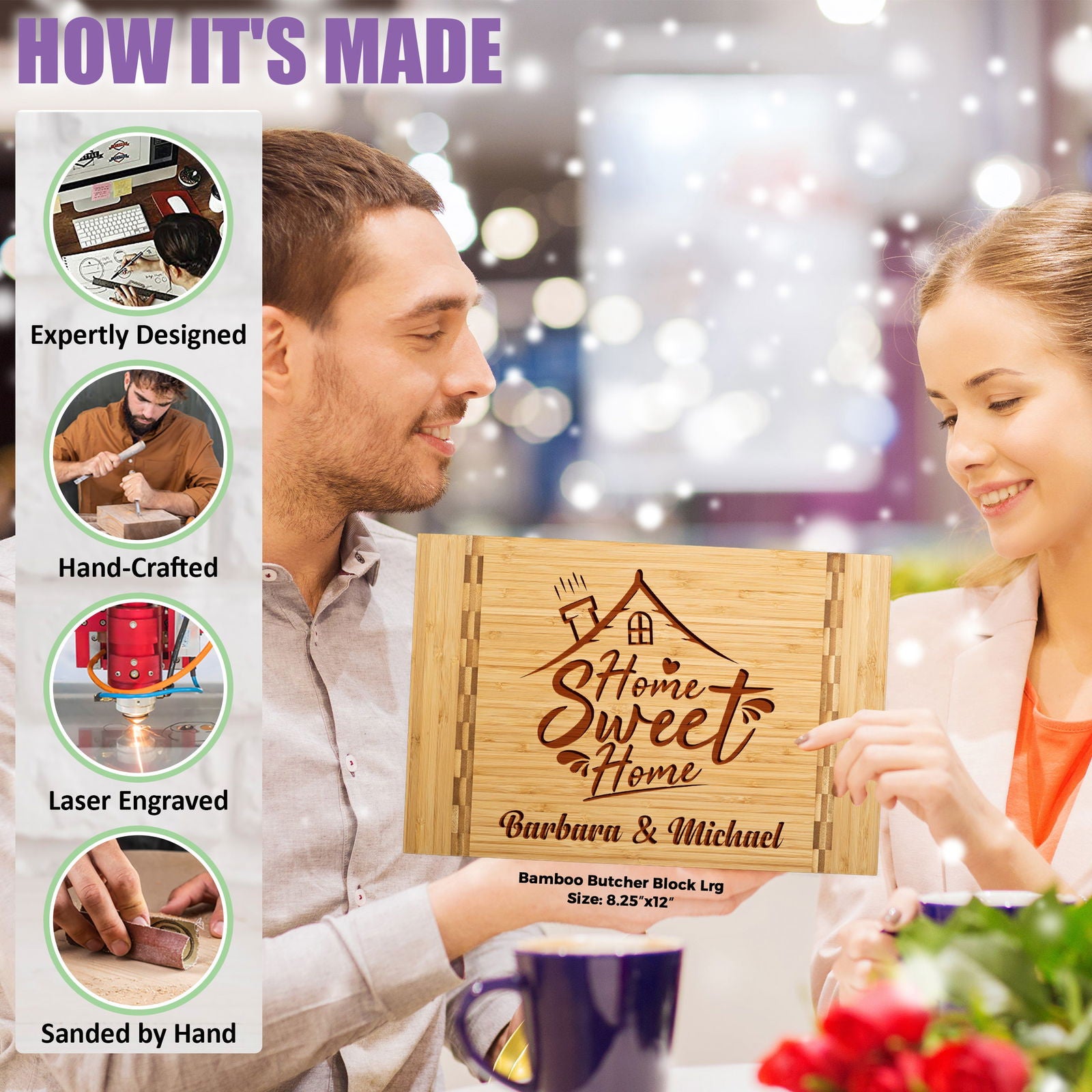 Custom Cutting Board with Home Sweet Home Design - Tayfus
