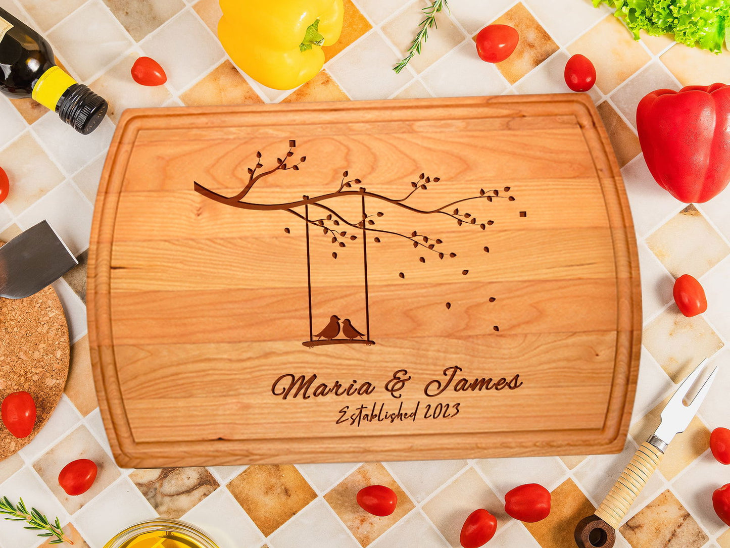 Romantic Swing Tree Personalized Cutting Board - Tayfus